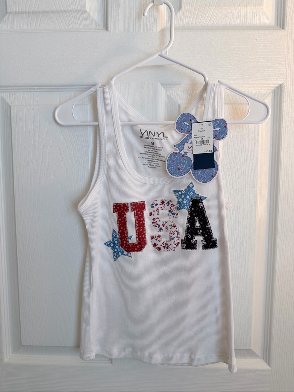Vinyl Threads White USA Graphic Tank Top